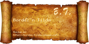 Bordán Tilda névjegykártya